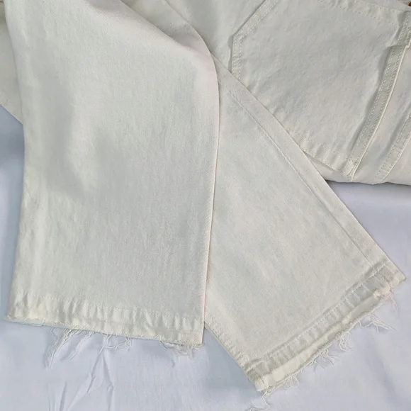 Re/Done 70S High Rise Skinny Bootcut Jean Button Fly Frayed Vintage White 28 NWT - Picture 12 of 15